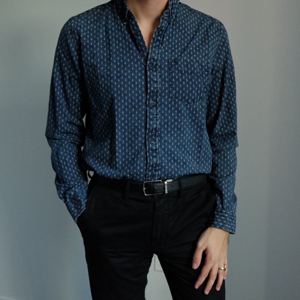 Denim Patterned Medium Gap Work Shirt